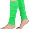 Pair of Wos Leg Warmers Disco Winter Knit Dance Party Crochet Legging Socks Costume Fluro Green