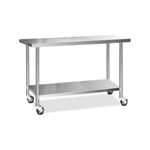 Cefito 1524x610mm Commercial Stainless Steel Kitchen Bench w/ Wheels