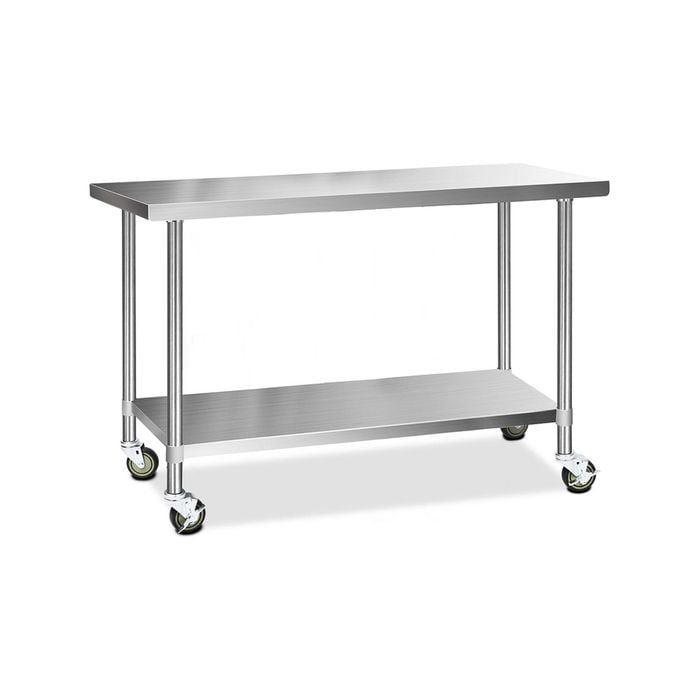 Cefito 1524x610mm Commercial Stainless Steel Kitchen Bench w/ Wheels