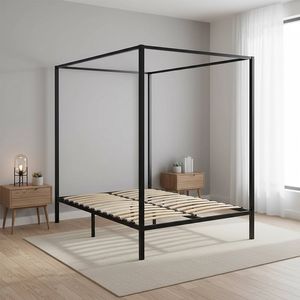 Palermo 4 Four Poster Double Bed Frame in Black