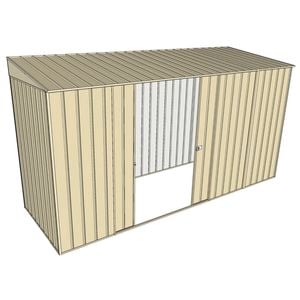 Build-A-Shed 1.2 x 3.7 x 2.0m Skillion Double Sliding Side Door Shed - Cream