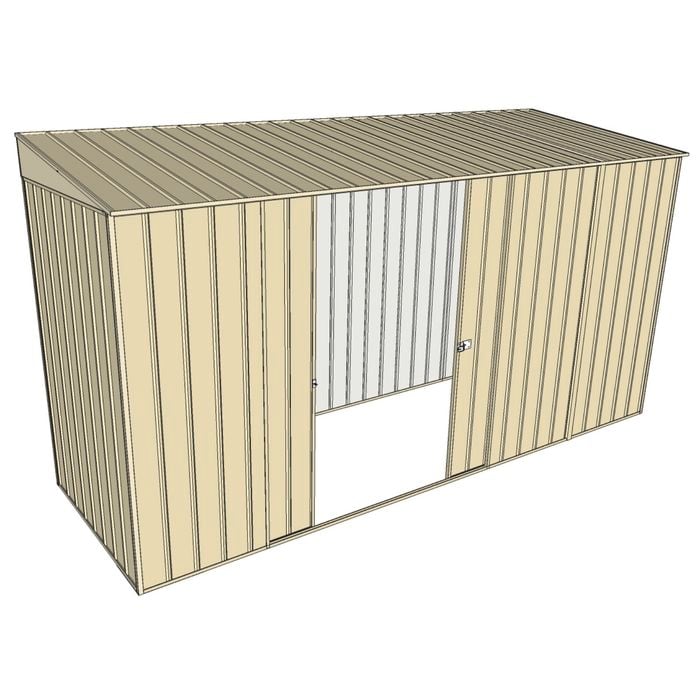 Build-A-Shed 1.2 x 3.7 x 2.0m Skillion Double Sliding Side Door Shed - Cream