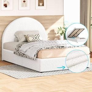 Alfordson Bed Frame King Single Gas Lift Storage White