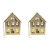 2PK LVD Metal Xmas House Candle Holder Hanging Home Display Decor 27x12cm Gold
