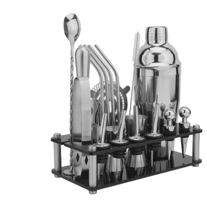 Provecta 20-Piece 750ml Stainless Steel Cocktail Shaker Set – Bartender Mixer Kit with Stand