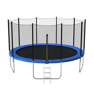 fitnessLAB Trampoline Round Outdoor Playground Trampolines Safety Net & Ladder