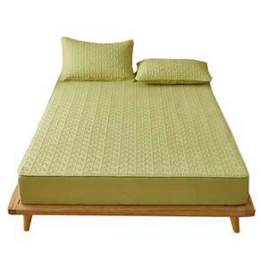 Anycozy Mattress Cover Green Double Size Pure Cotton Soft Quilted Bed Sheet Anti-bacterial Protector Cover