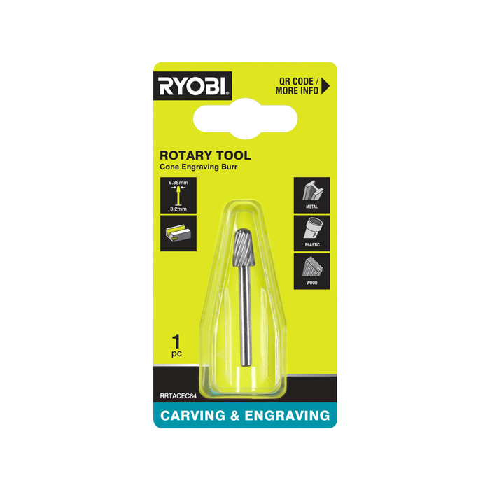 Ryobi 6.4mm Cone-Shaped Engraving Burr