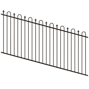 ProtectorAl 1201-2400W x 1200H Satin Black Loop & Spear Top Pool Fence Panel Raked Up to 15º - Black