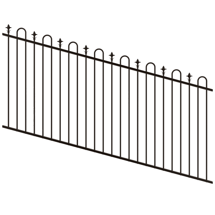 ProtectorAl 1201-2400W x 1200H Satin Black Loop & Spear Top Pool Fence Panel Raked Up to 15º - Black