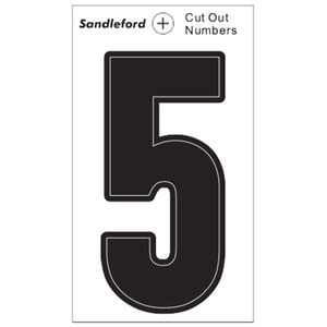 Sandleford Cut Out Numeral "5" 85mm Black Self Adhesive