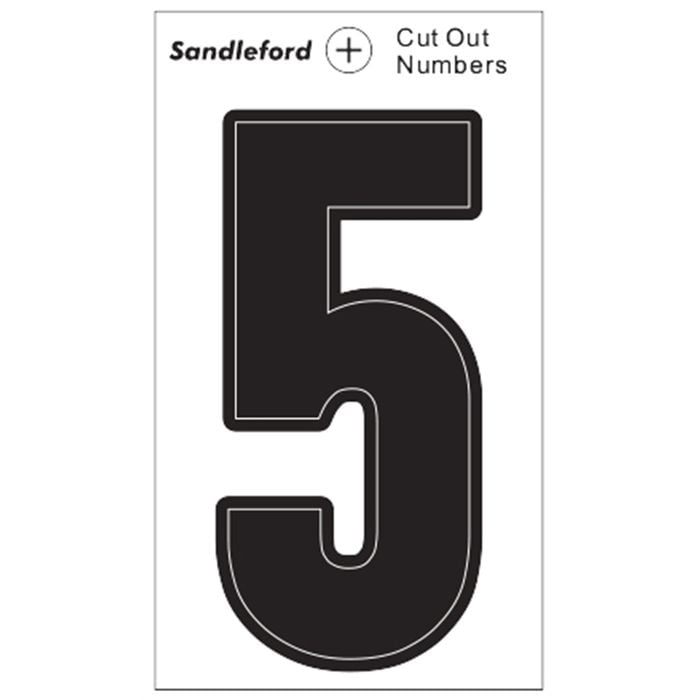 Sandleford Cut Out Numeral "5" 85mm Black Self Adhesive