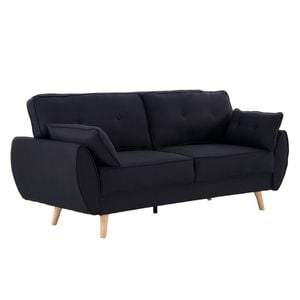 Sarantino 3 Seater Modular Linen Fabric Sofa Bed Couch Futon - Black
