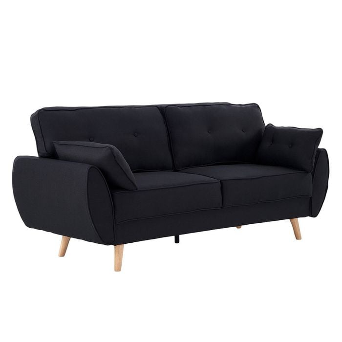 Sarantino 3 Seater Modular Linen Fabric Sofa Bed Couch Futon - Black