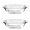 2x Anchor Hocking Fire King 23cm/1.5L Glass Bread/Loaf Dish Baking Clear