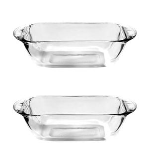 2x Anchor Hocking Fire King 23cm/1.5L Glass Bread/Loaf Dish Baking Clear