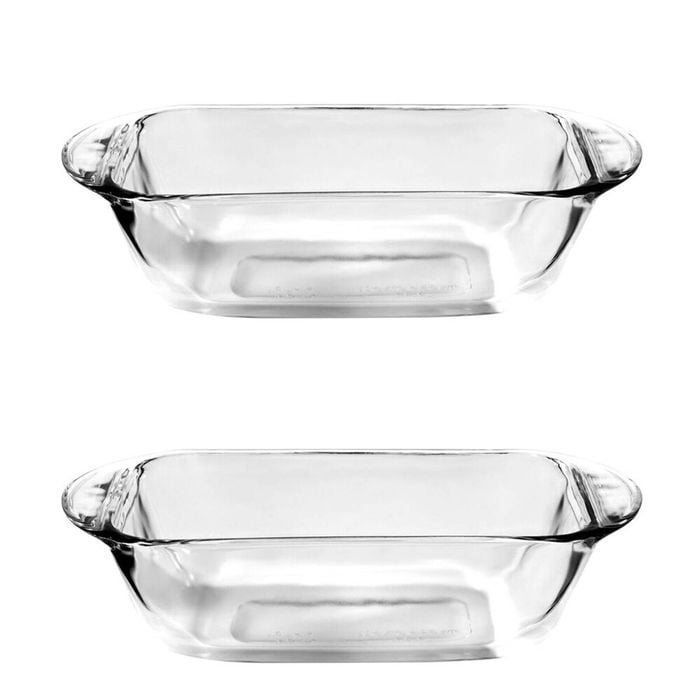 2x Anchor Hocking Fire King 23cm/1.5L Glass Bread/Loaf Dish Baking Clear
