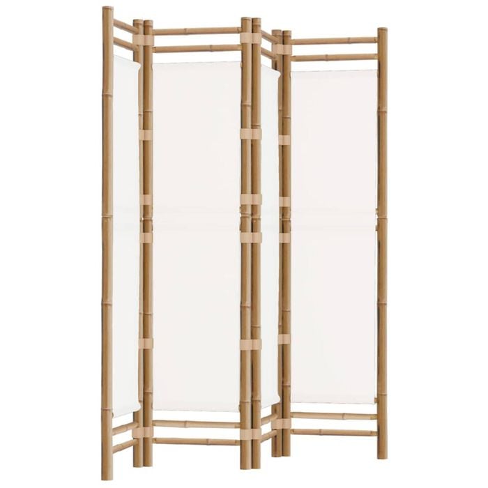 vidaXL Folding 4-Panel Room Divider 160 cm Bamboo and Canvas Privacy Screen