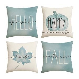 Catzon 4 Pcs Linen Throw Pillow Covers Autumn for Home