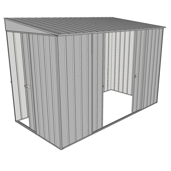 Build-a-Shed 1.5 x 3 x 2m Double Sliding Side Door Skillion Shed - Zinc