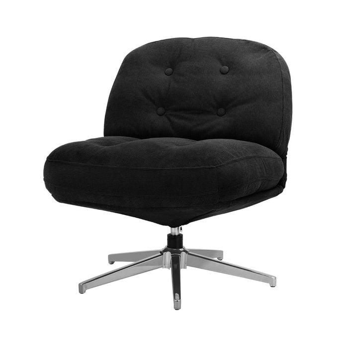 Oikiture Armchair Swivel Lounge Chair Polyester Black