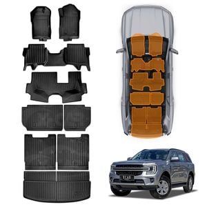 3-Pcs Boot Liner Floor Mats Set for Ford Everest 2022-Onwards Cargo Kick Mats Back Seat Protector