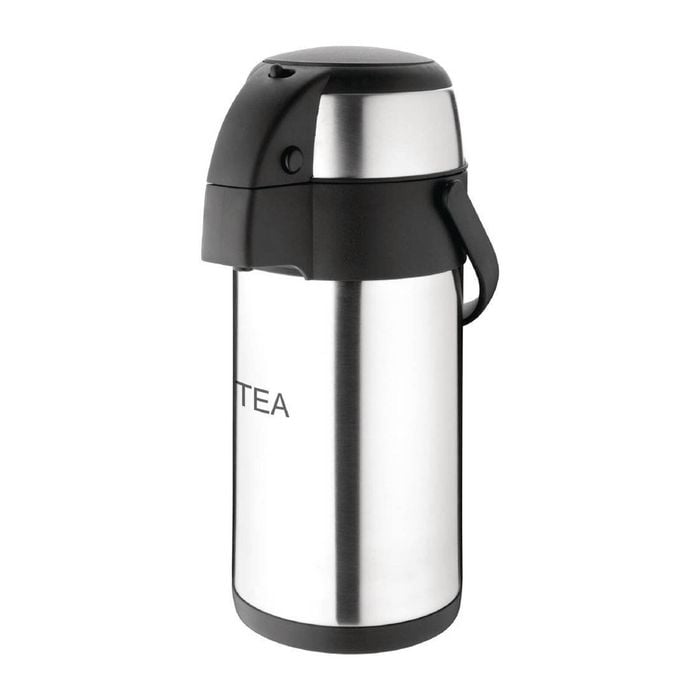 Olympia Pump Action Airpot Vacuum Insulated Stainless Steel 3l 370x151mm Commercial Catering Drinks Flask