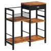 Advwin 3-Tier Record Player Stand Reversible Stand Records Player Table End Table Walnut