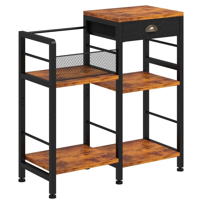Advwin 3-Tier Record Player Stand Reversible Stand Records Player Table End Table Walnut