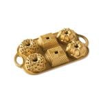 Nordic Ware Cast Aluminium Gold Mini Geo Bundtlette Pan