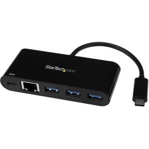 Startech.com Usb/ethernet Combo Hub - Usb Type C - External - Black - Connect To A Gbe Network And Add 3