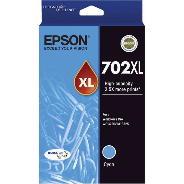 Original Epson 702XL Cyan Ink Cartridge WF-3720 WF-3725 T345292