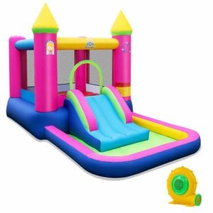 Costway Magical Princess Bounce House W/slide Inflatable Castle W/550w Blower
