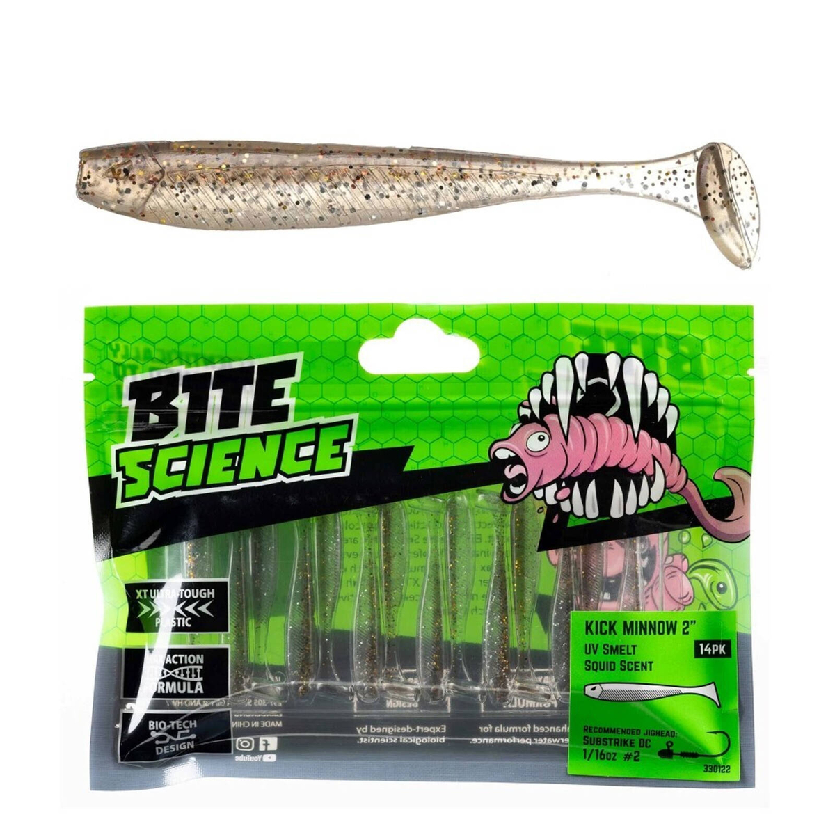 14 Pack of 2 Inch Bite Science Kick Minnow Soft Plastic Lures - UV ...