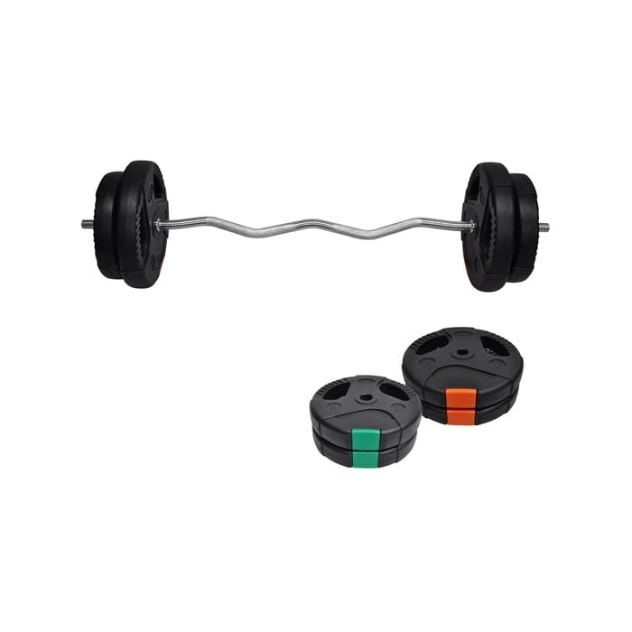 30kg - 120cm Curl Barbell Bar Weight Set - 7.5kg x 2 + 5kg x 2 Weight Plate