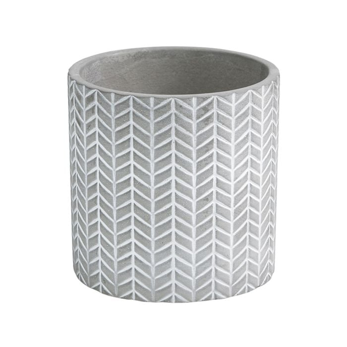 EDEN 11.5cm Grey Chevron Indoor Concrete Planter - 115mm