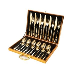 24pcs Gold Cutlery Set Stainless Steel Gift For Party Restaurant