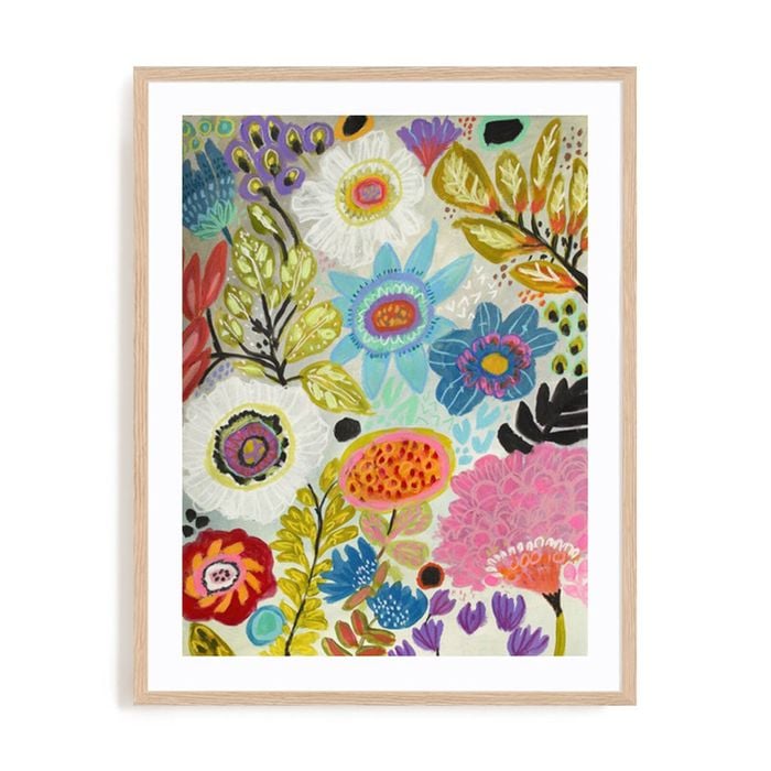 Artey | Secret Garden Floral I - Framed Print - Natural Frame - 60 x 75cm