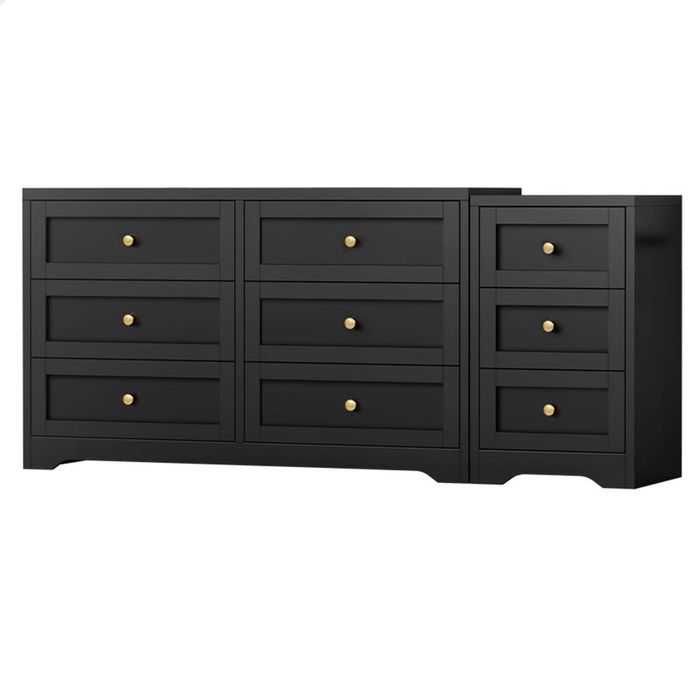 ALFORDSON 6 Chest of Drawers Bedside Table Set Black