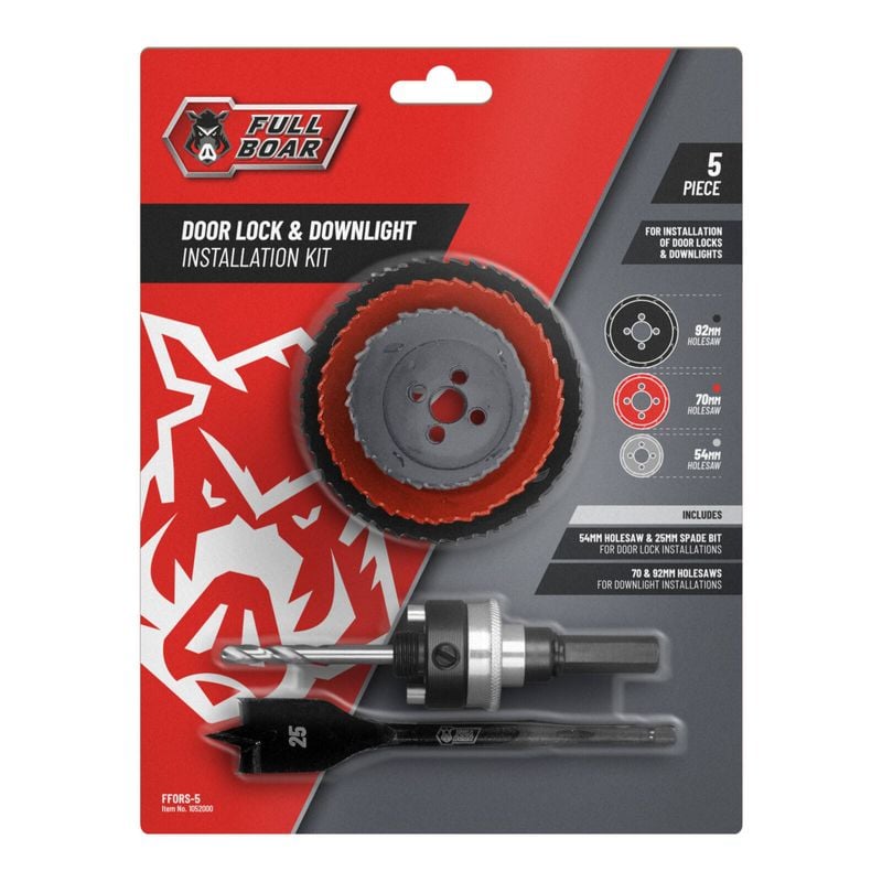 Full Boar 5 Piece Door Lock & Downlight Installation Kit