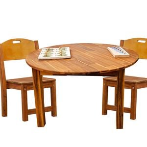 Acacia Round Table 90cm & 2 Stacking Chairs