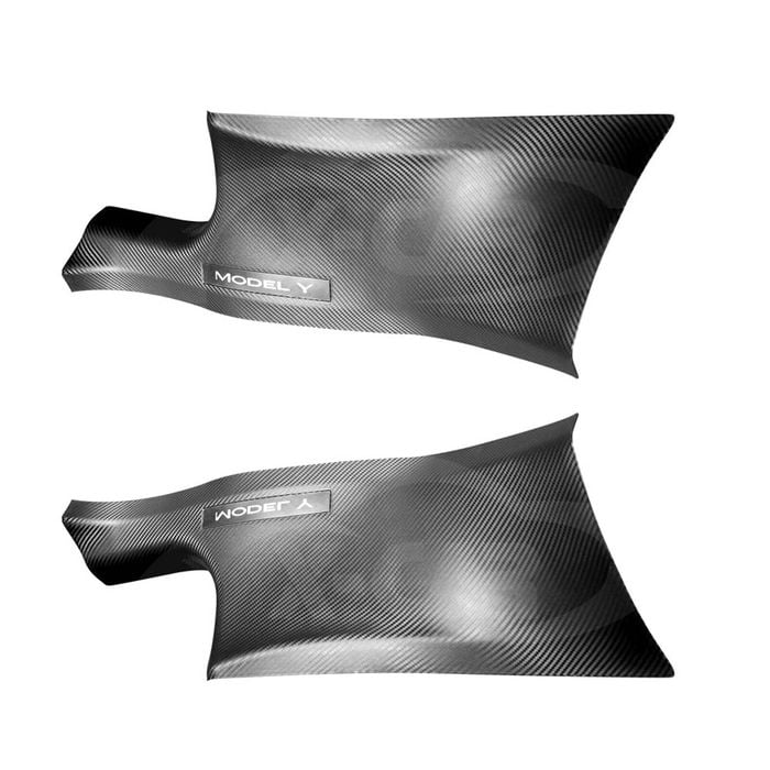 Tesla Model Y 2022-2024 Carbon Fiber Style Rear Door Sill Plate Protector Car Threshold Scuff