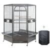 YES4PETS 185cm XXL Corner Bird Cage Pet Parrot Aviary  Perch Castor Wheel With Cover