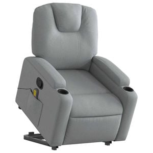 vidaXL Stand up Massage Recliner Chair Armchair Single Sofa Light Grey Fabric