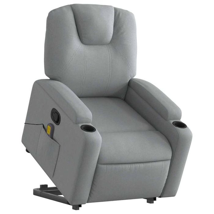 vidaXL Stand up Massage Recliner Chair Armchair Single Sofa Light Grey Fabric