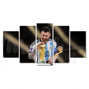 Mayalu World Cup Champion 5-Panel Canvas Wall Art, Football Trophy Design
