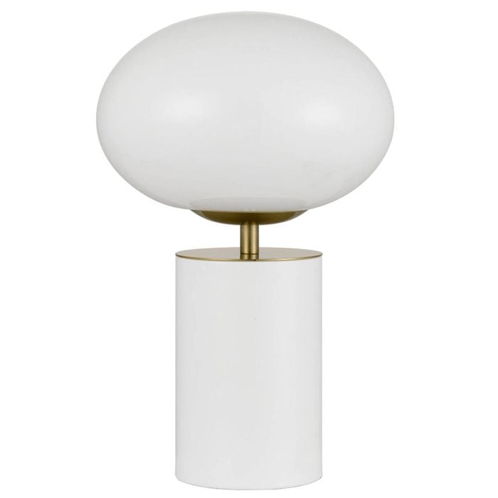 Telbix Notal Contemporary Table Desk Lamp Light Metal Glass White Satin