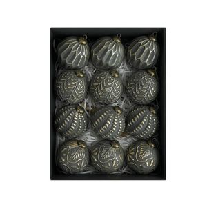 Catzon 12 Pcs Elegant Christmas Ball Ornaments 8CM Shatterproof Pendants for Holiday Decor-Black