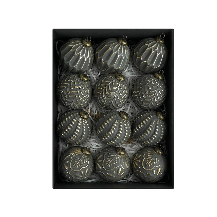 Catzon 12 Pcs Elegant Christmas Ball Ornaments 8CM Shatterproof Pendants for Holiday Decor-Black