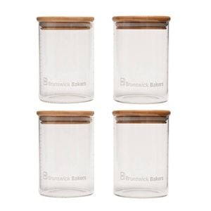 2x 2pc Brunswick Bakers 500ml Glass Starter Storage Jar w/ Bamboo Lid Set Clear